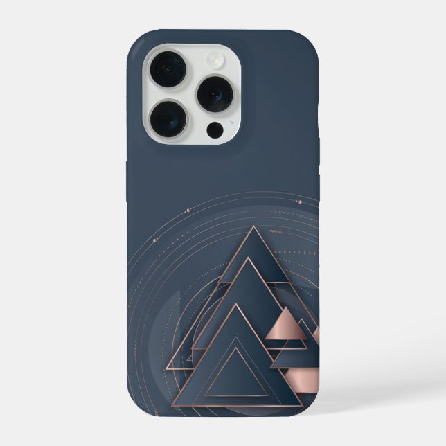 Concentric Triangles Rose Gold Line Art Modern iPhone Case (Back)