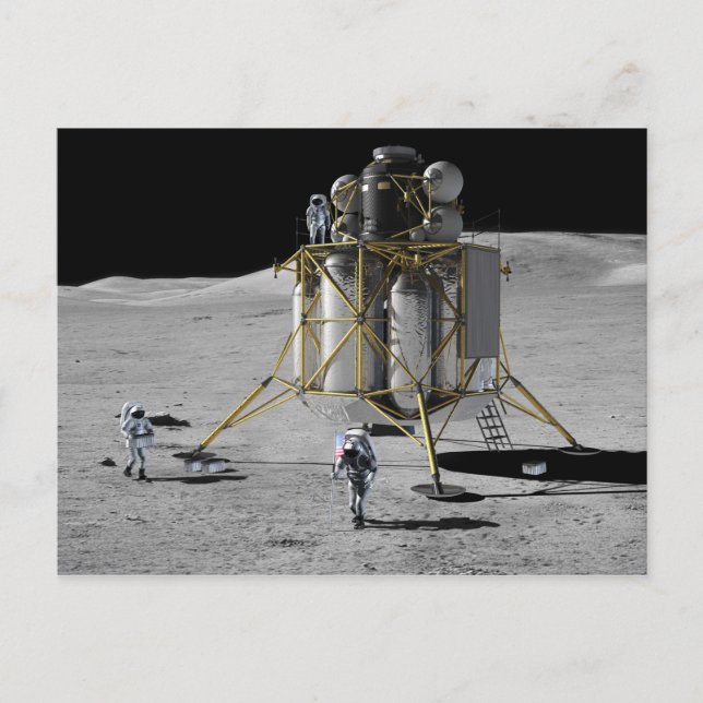 Concept Art of Altair Lunar Lander and Astronauts Postcard (Front)