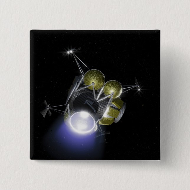 Concept of a crew blasting off 2 inch square button (Front)