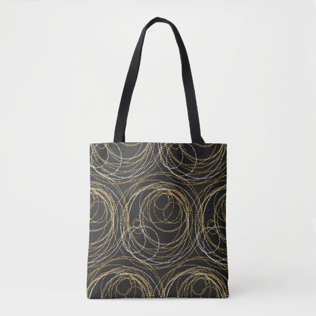 Concept seamless luxury pattern with dots and line tote bag (Front)