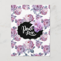 Concepteur de carte postale florale violette Paix/