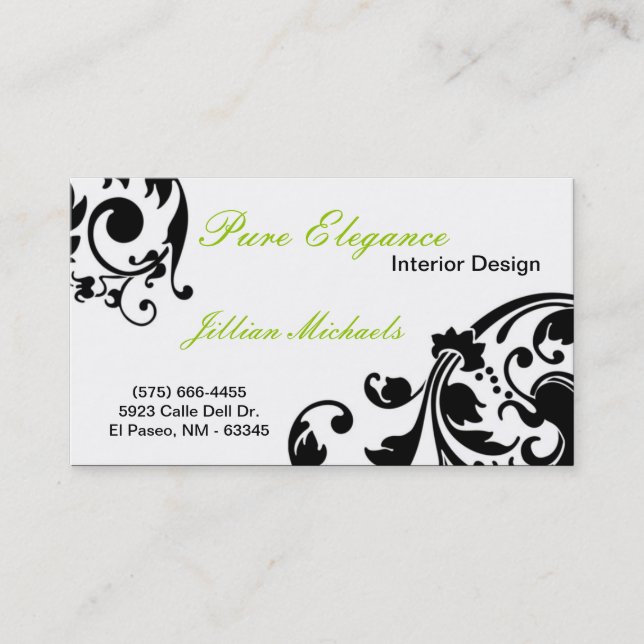 Concepteur intérieur Damask Filigree Carte de visi (Devant)
