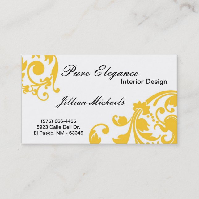 Concepteur intérieur Damask Filigree Carte de visi (Devant)