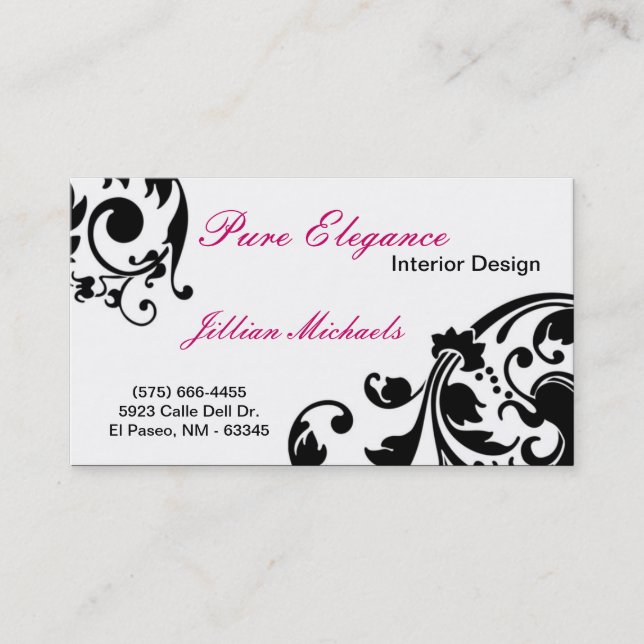 Concepteur intérieur Damask Filigree Carte de visi (Devant)