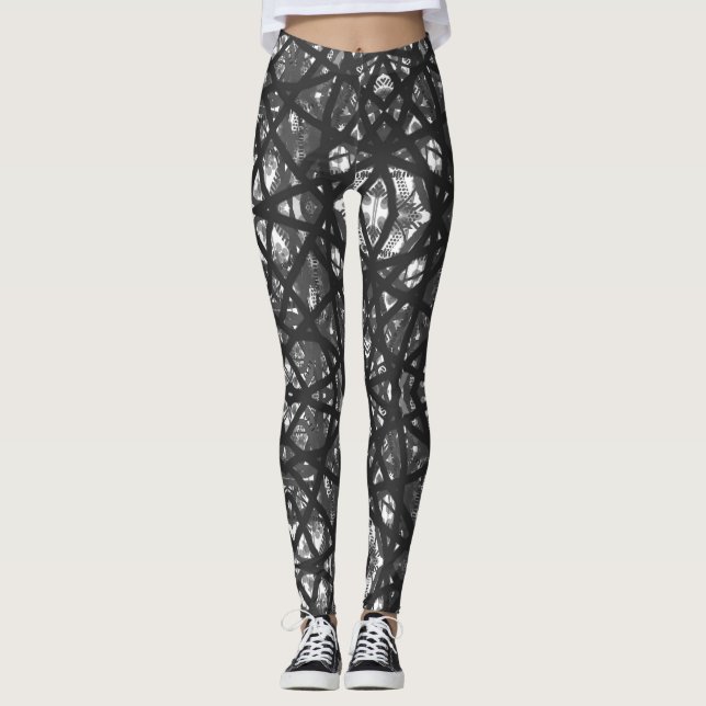 Conception abstraite Leggings noirs et blancs (Devant)
