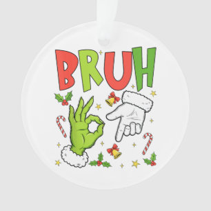 Conception amusante de Noël avec « BRUH », mains d