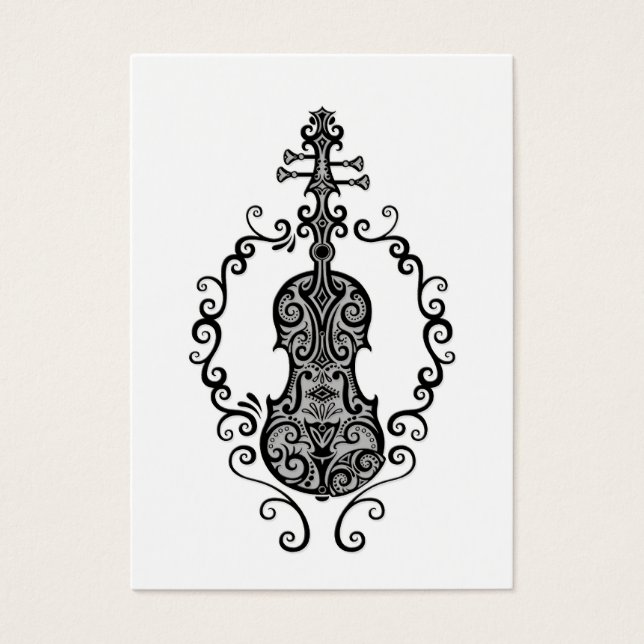 Conception complexe du violon noir sur blanc (Devant)
