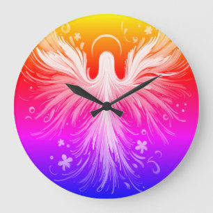 Conception d'ange coloré brillant sur une horloge 