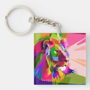 Conception d'art pop prismatique coloré de lion