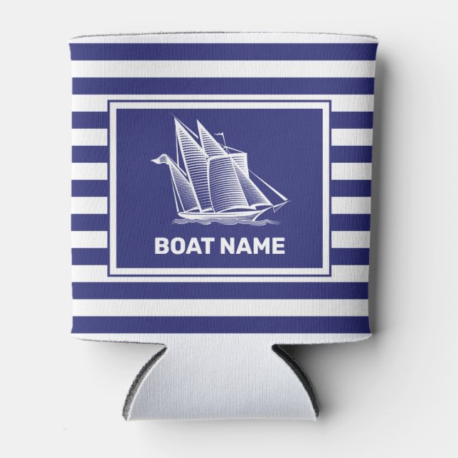 Conception de bateau nautique Glacière rayé bleu m (Devant)