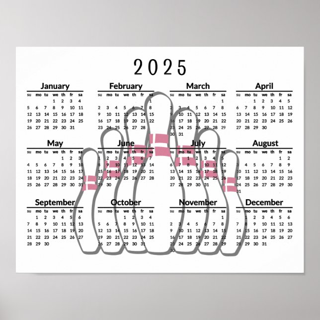 Conception de bowling Calendrier 2025 Affiche  (Devant)