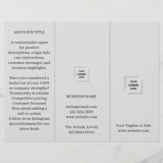 Conception de brochure trifold professionnelle gri (Devant)