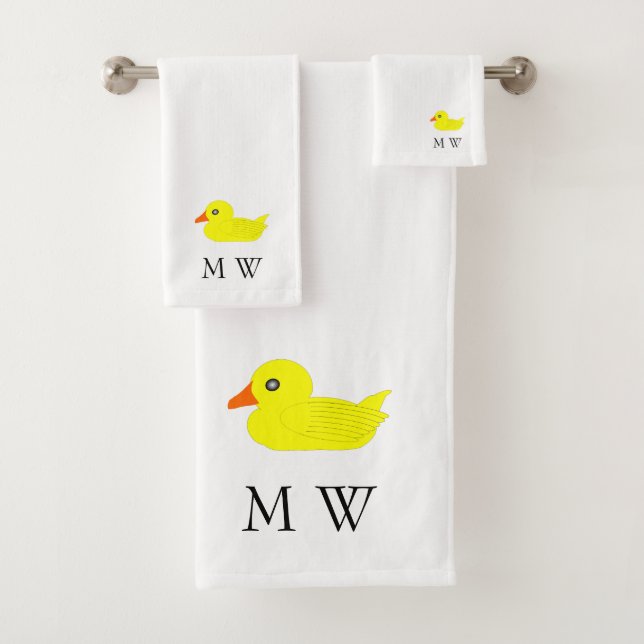Conception de canard jaune monogrammée (En situation)