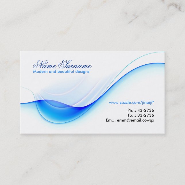 conception de carte de visite bleue de vague (Devant)