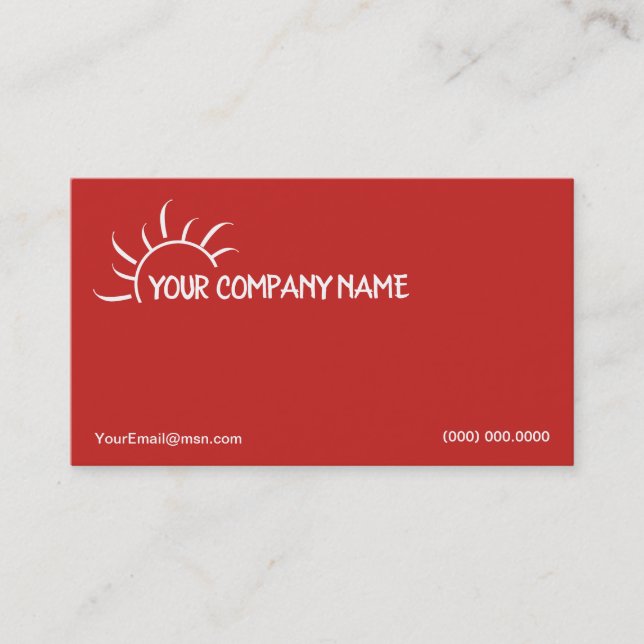 Conception de carte de visite rouge de logo de Sun (Devant)
