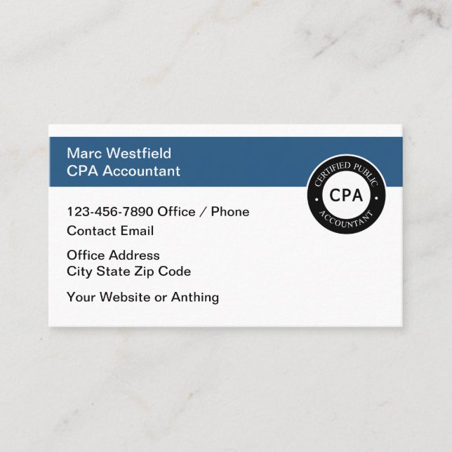 Conception de cartes de visite pour comptable CPA (Devant)