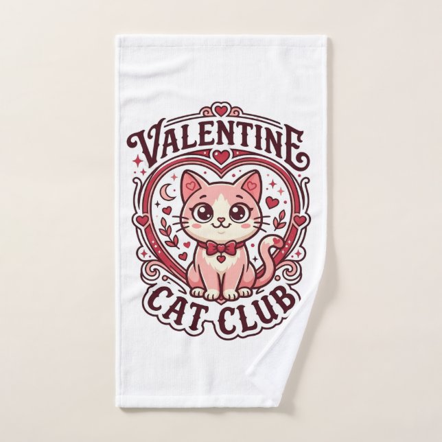 Conception de chat drôle de la Saint-Valentin - Ch (Serviette à main)