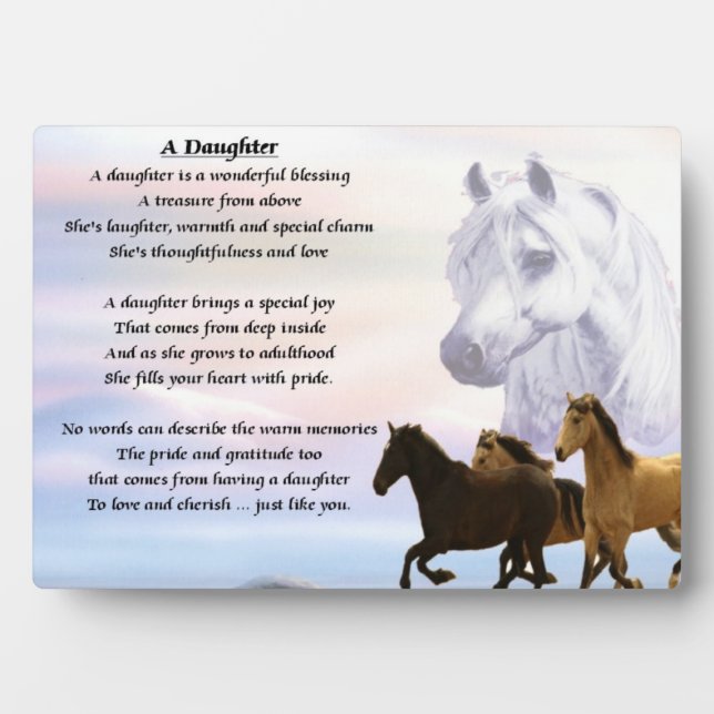 conception de chevaux - plaque poème fille (Devant)