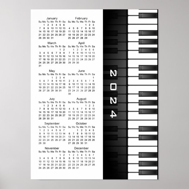 Conception de clavier de piano Affiche de calendri (Devant)
