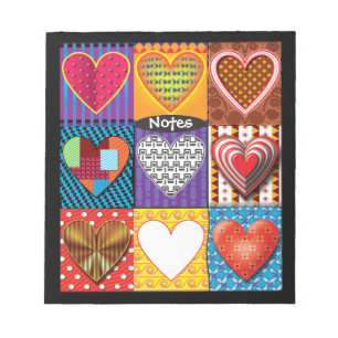 Conception de Coeurs de Patchwork Bloc-notes perso