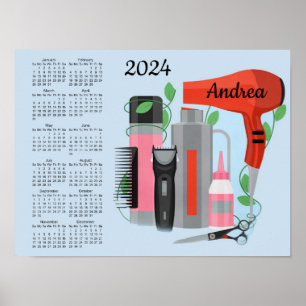 Conception de coiffeur Affiche de calendrier 2024