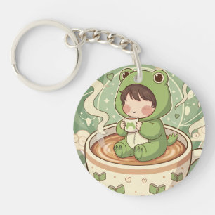 Conception de conte de café de grenouille mignonne