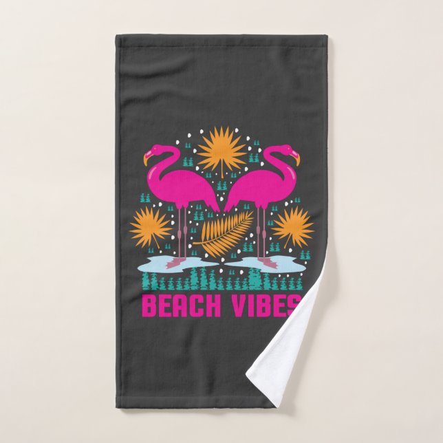 Conception de flamants roses de vibes de plage (Serviette à main)