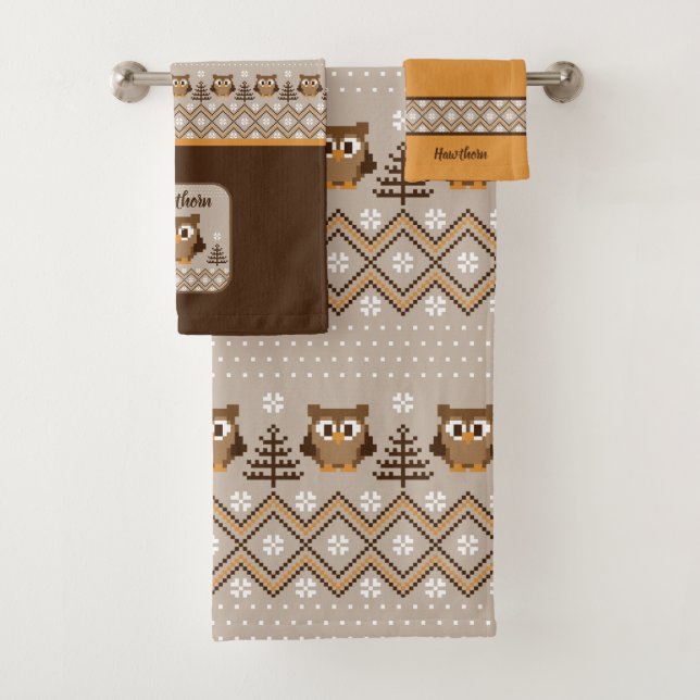 Conception de hibou rétro tricoté (En situation)