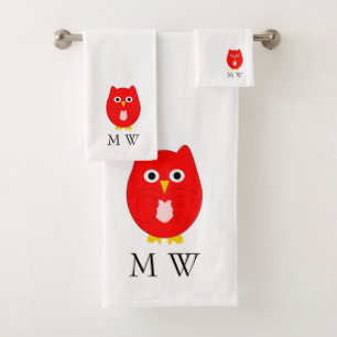 Conception de hibou rouge monogrammé