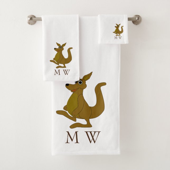 Conception de kangourou marron monogrammée (En situation)