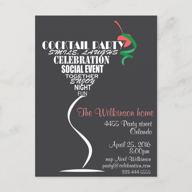 Conception de la carte d'invitation Cocktail Party (Devant)