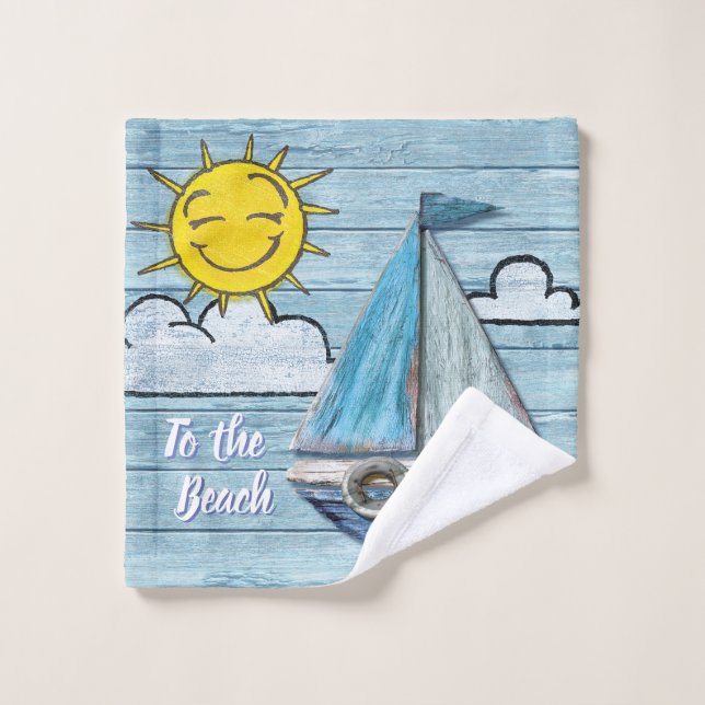Conception de la plage de Driftwood Yacht Face Tow (Gant de toilette)
