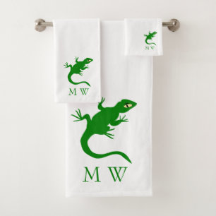 Conception de lézard vert Monogrammé