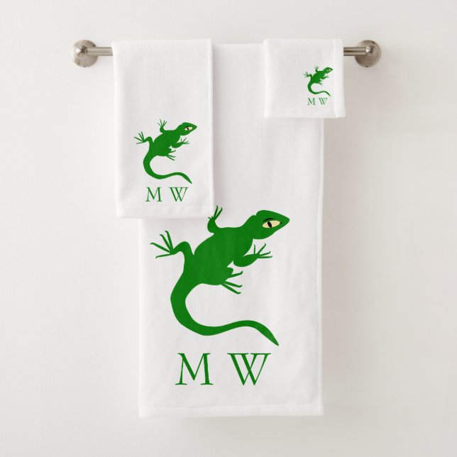 Conception de lézard vert Monogrammé (En situation)