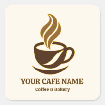 Conception de logo autocollant d'ouverture de café