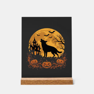 Conception de lune de Halloween de berger allemand
