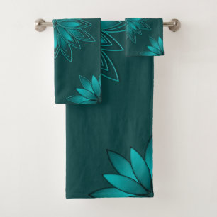 Conception de mandala à feuilles de teal sur fond