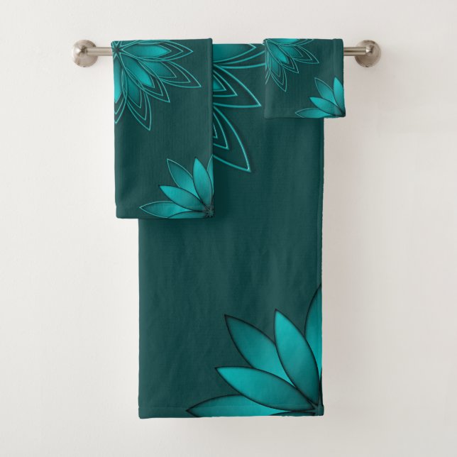Conception de mandala à feuilles de teal sur fond  (En situation)