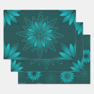 Conception de mandala à feuilles sarcelles sur fon