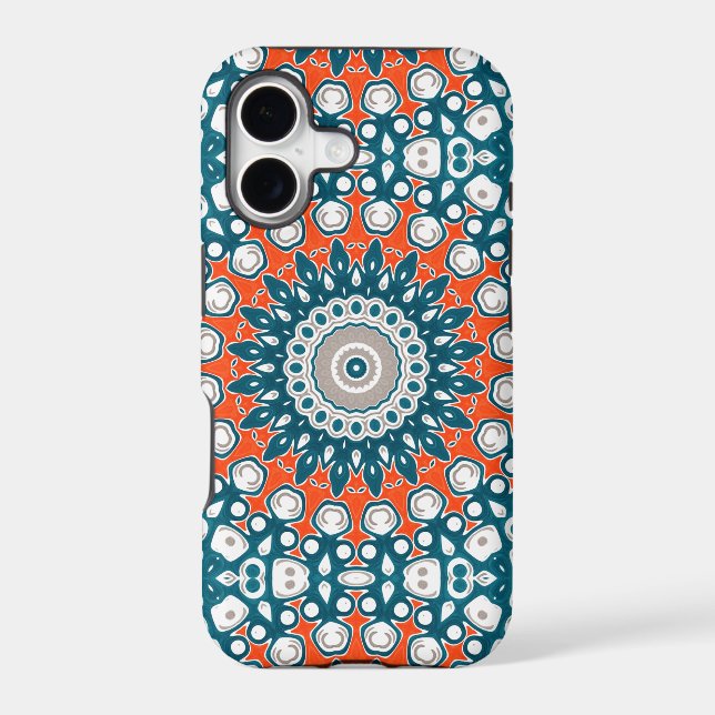 Conception de mandala chic sarcelle et orange (Verso)