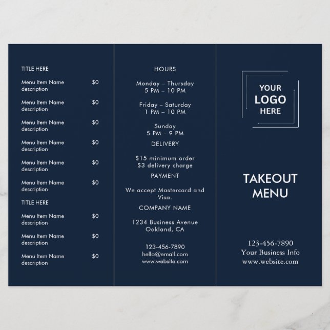 Conception de menu à emporter avec logo de restaur (Devant)