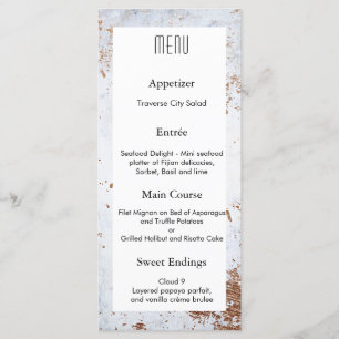 Conception de menu de mariage avec texture de marb