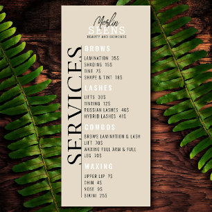 Conception de menu de traitement de salon de beaut
