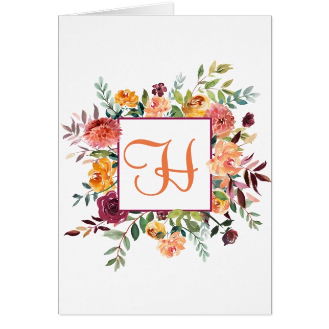 Conception de Monogramme Floral Purple & Orange Cu (Devant)