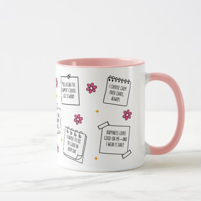Conception de mug avec bloc-notes d'affirmations (Droite)