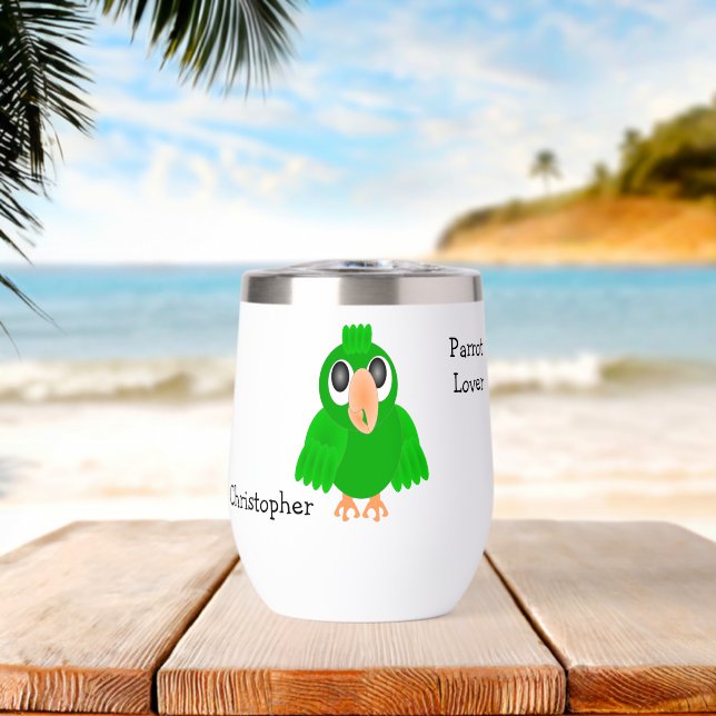 Conception de perroquet vert sur fond de couleur a (Plage (pivotée))