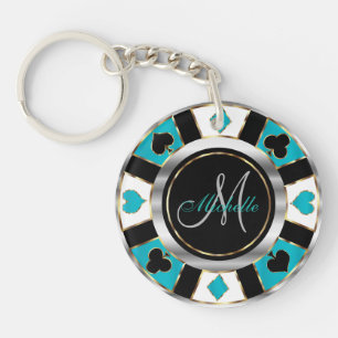 Conception de puces de poker en argent et turquois
