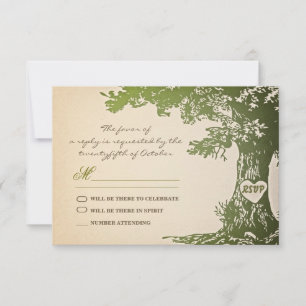 conception de RSVP de mariage vintage d'arbre vert