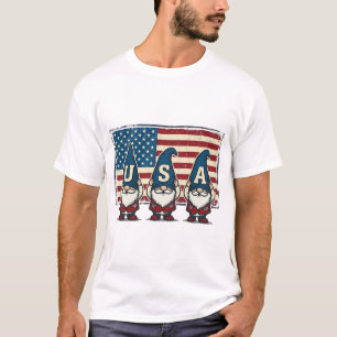 Conception de T-shirt blanc de Gnomes patriotiques