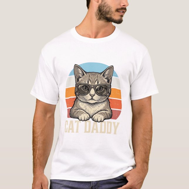 Conception de t-shirt chat cool coucher de soleil  (Devant)